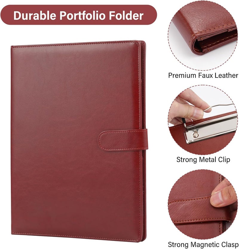 JTTJDB Professional Padfolio, Multi Function Faux Leather Portfolio Binder with Clipboard - Interview Resume Folder, Legal Document, Business Card Holder, for Office, Conference, Interviews (Brown) - Image 4